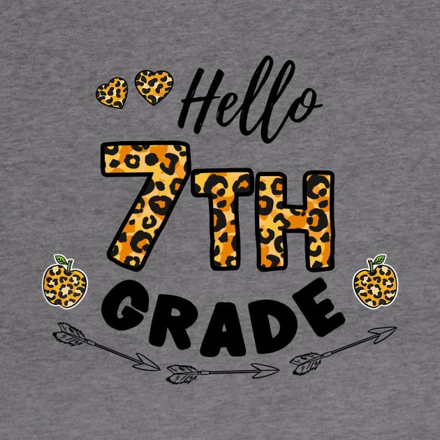 Hello 7th Grade Leopard Back To School by Centorinoruben.Butterfly